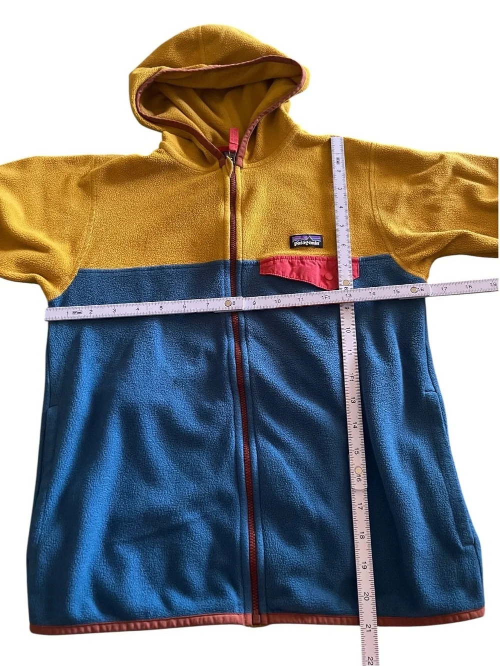 Patagonia Kids L 12 Synchilla Hooded Fleece Jacket Colorblock Full Zip